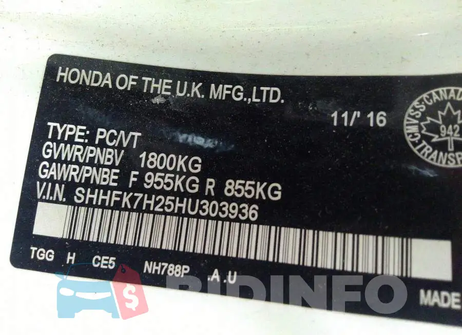 SHHFK7H25HU303936 Photo# 9