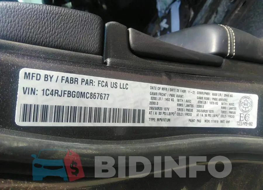 1C4RJFBG0MC867677 Photo# 9