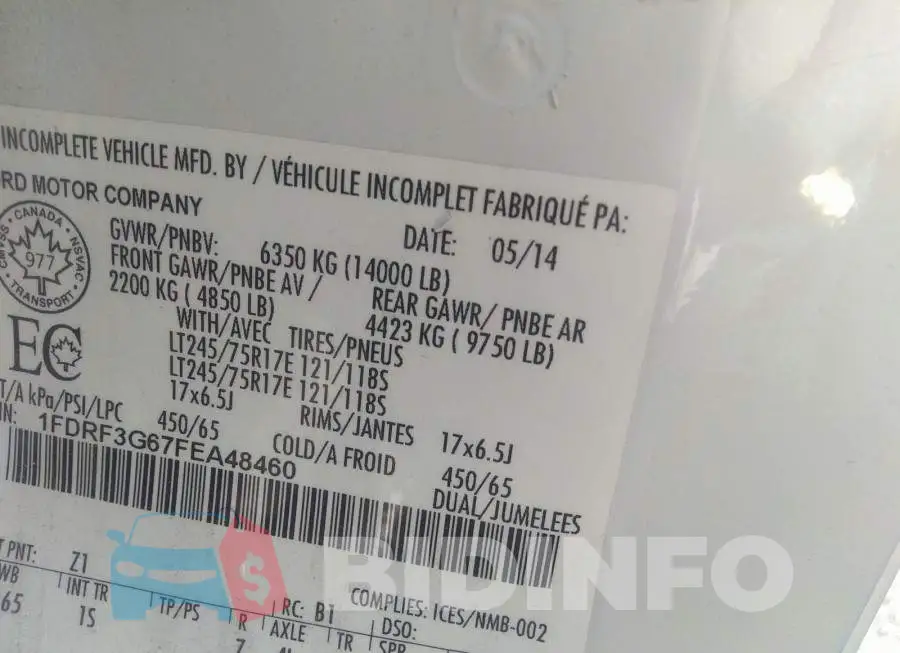 1FDRF3G67FEA48460 Photo# 9