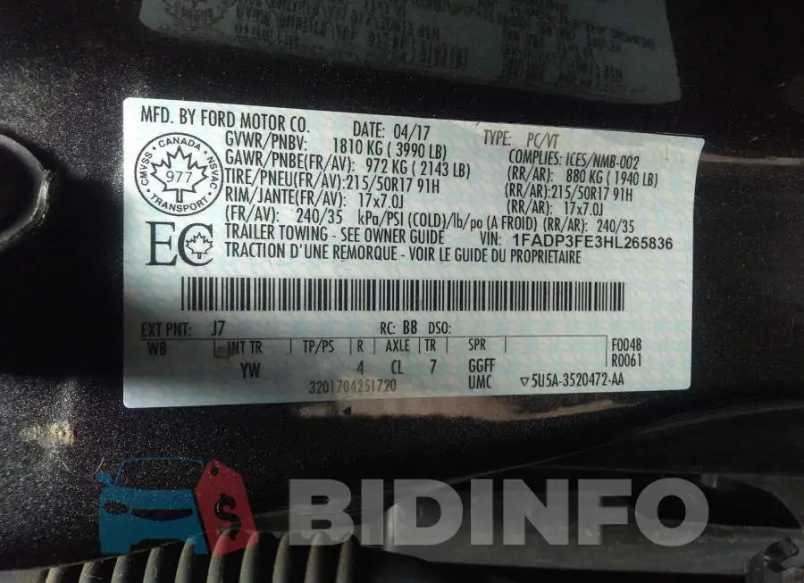 1FADP3FE3HL265836 Photo# 9