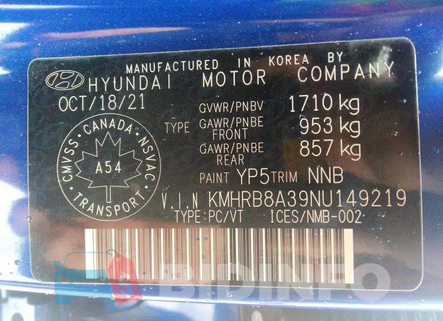 KMHRB8A39NU149219 Photo# 9