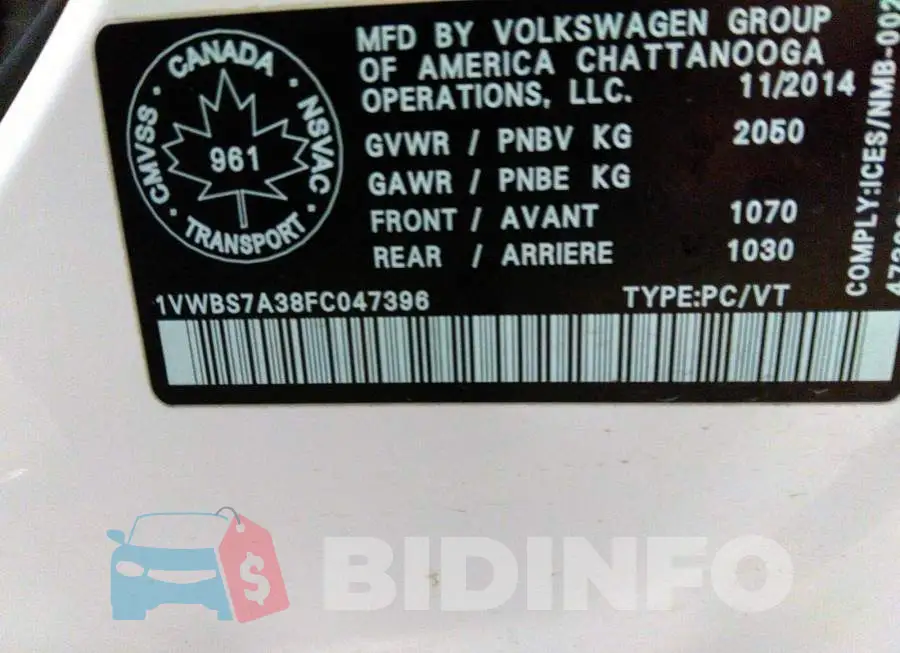 1VWBS7A38FC047396 Photo# 9