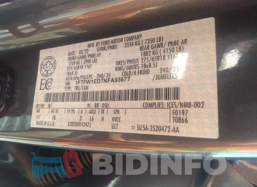 1FTFW1ED7NFA93677 Photo# 9