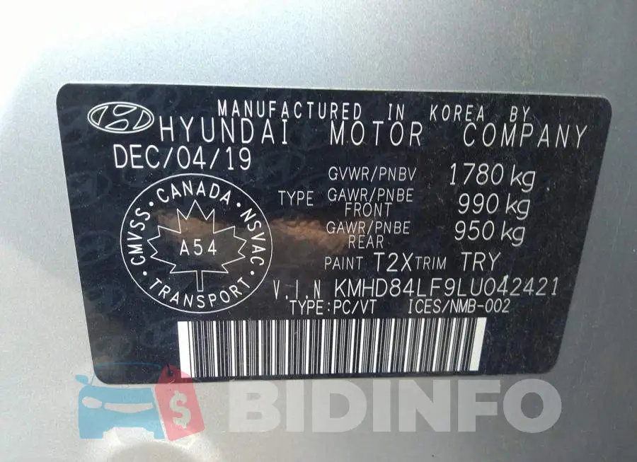 KMHD84LF9LU042421 Photo# 9