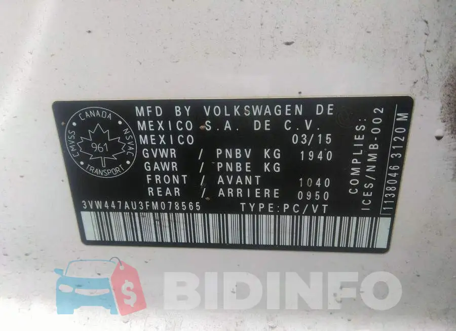 3VW447AU3FM078565 Photo# 9