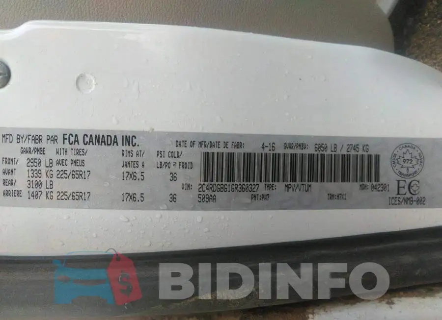 2C4RDGBG1GR360327 Photo# 9