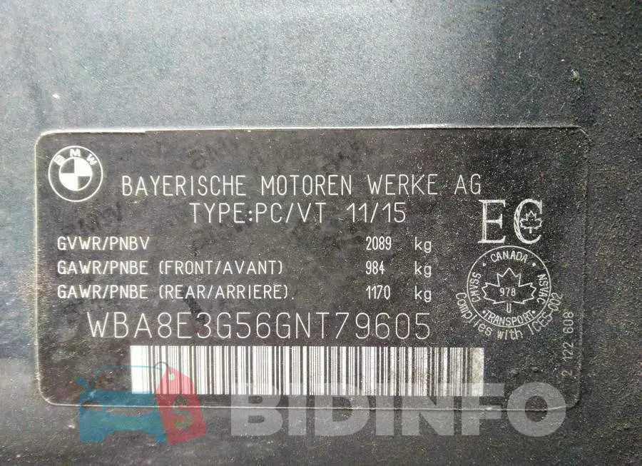 WBA8E3G56GNT79605 Photo# 9