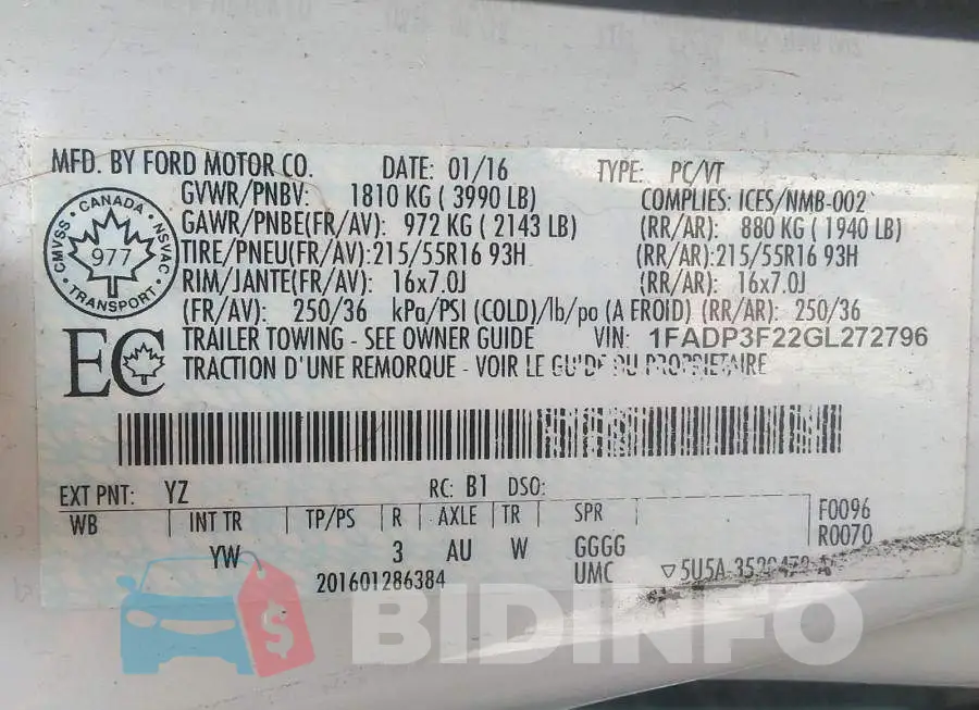 1FADP3F22GL272796 Photo# 9
