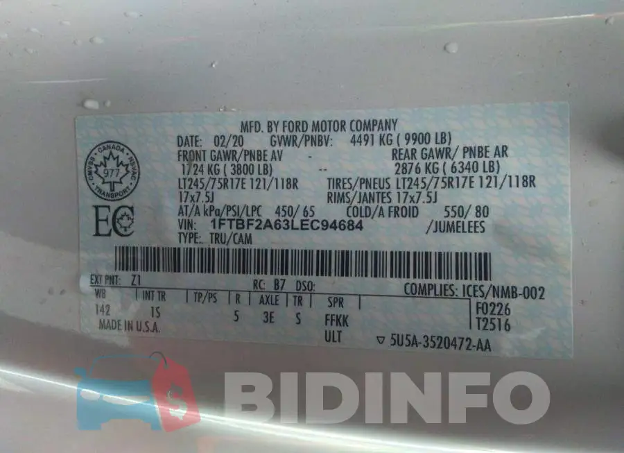 1FTBF2A63LEC94684 Photo# 9