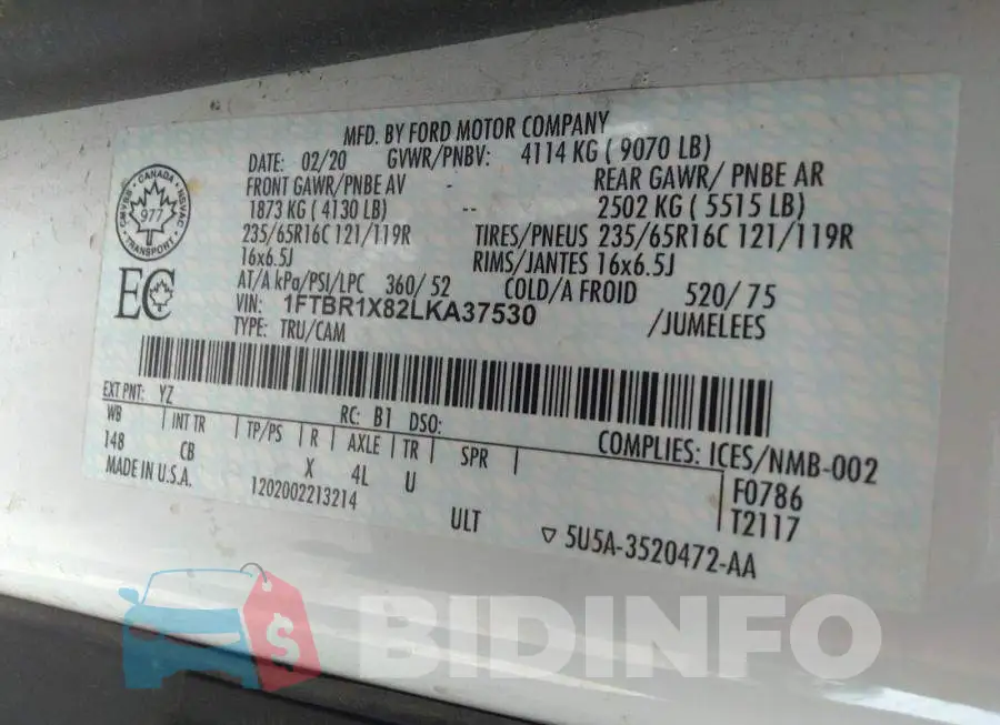 1FTBR1X82LKA37530 Photo# 9