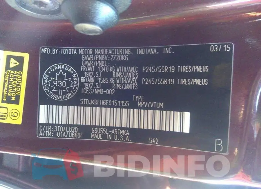 5TDJKRFH6FS151155 Photo# 9