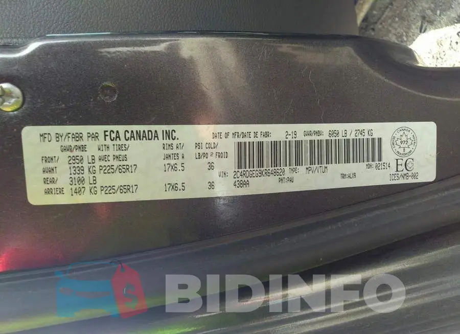2C4RDGEG9KR648620 Photo# 9