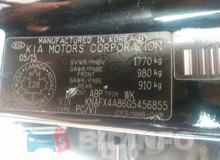 KNAFX4A86G5456855 Photo# 9