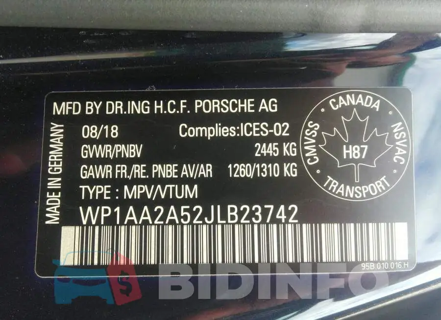 WP1AA2A52JLB23742 Photo# 9