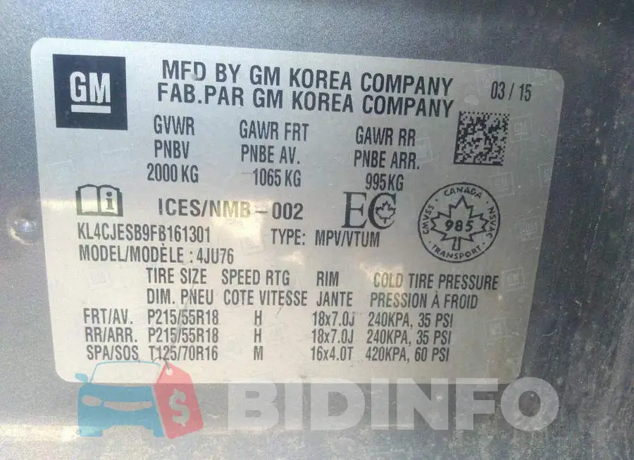 KL4CJESB9FB161301 Photo# 9