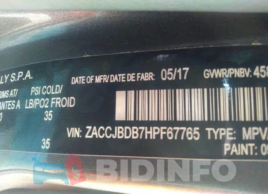 ZACCJBDB7HPF67765 Photo# 9
