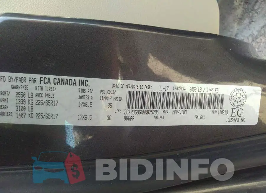 2C4RDGBGXHR875795 Photo# 9