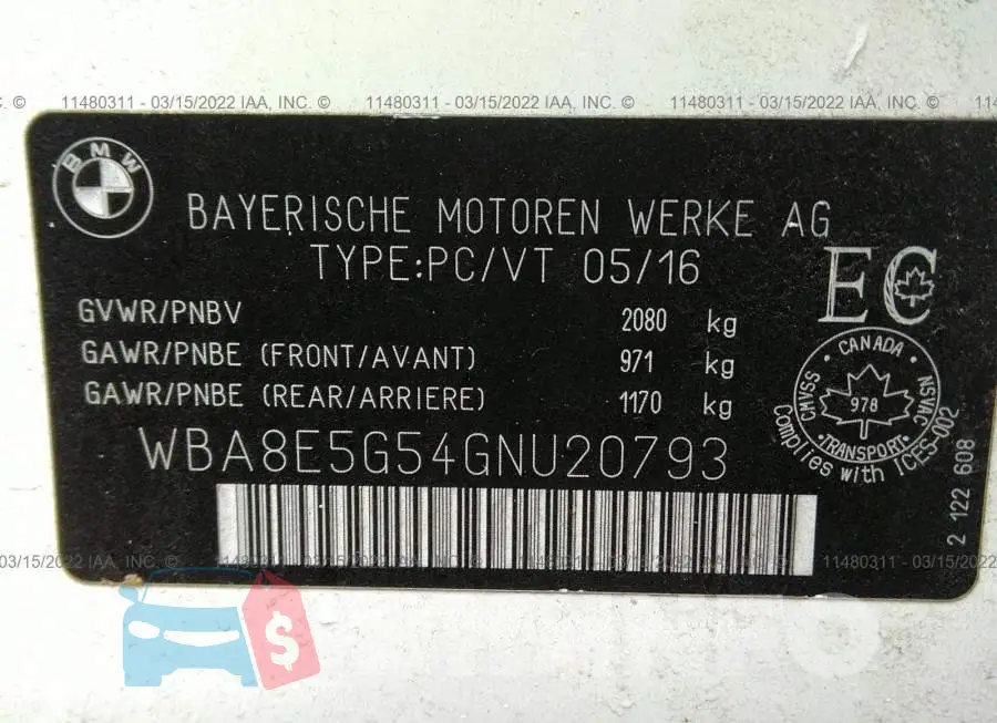 WBA8E5G54GNU20793 Photo# 9