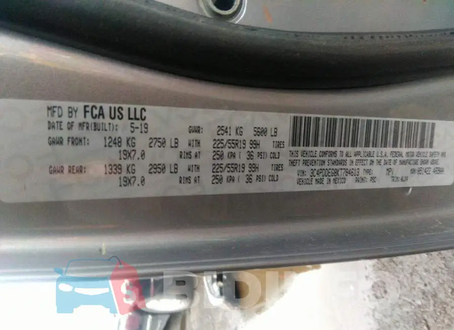 3C4PDDEG8KT784613 Photo# 9