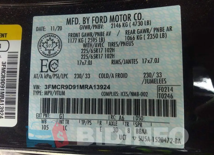 3FMCR9D91MRA13924 Photo# 9