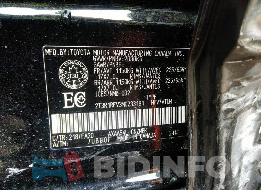 2T3R1RFV3MC233191 Photo# 9