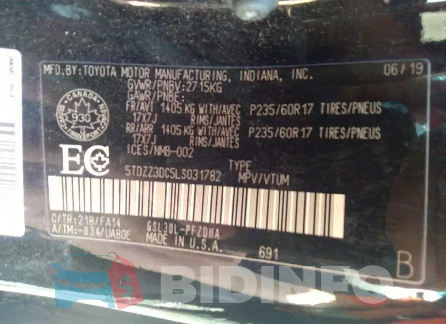 5TDZZ3DC5LS031782 Photo# 9