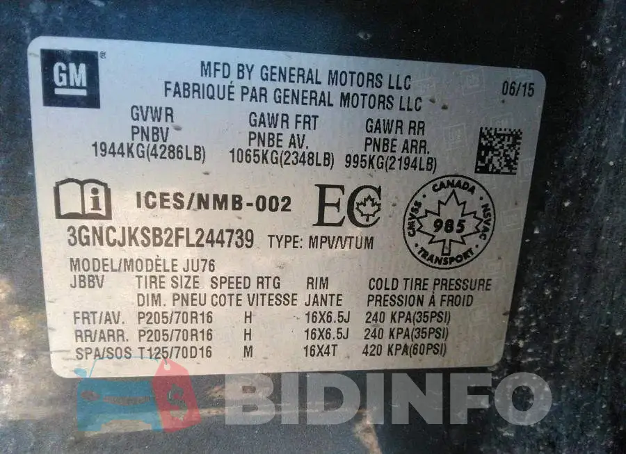 3GNCJKSB2FL244739 Photo# 9