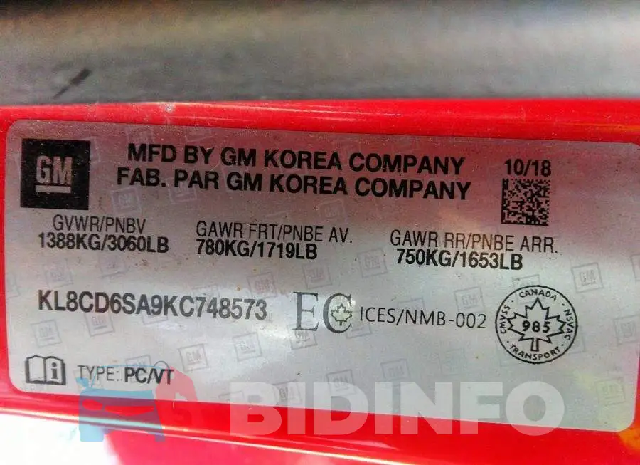 KL8CD6SA9KC748573 Photo# 9