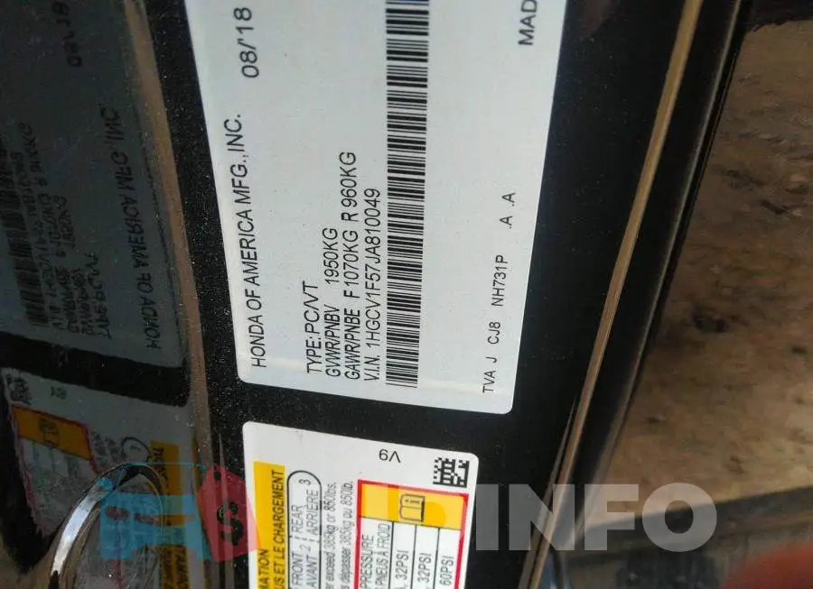 1HGCV1F57JA810049 Photo# 9