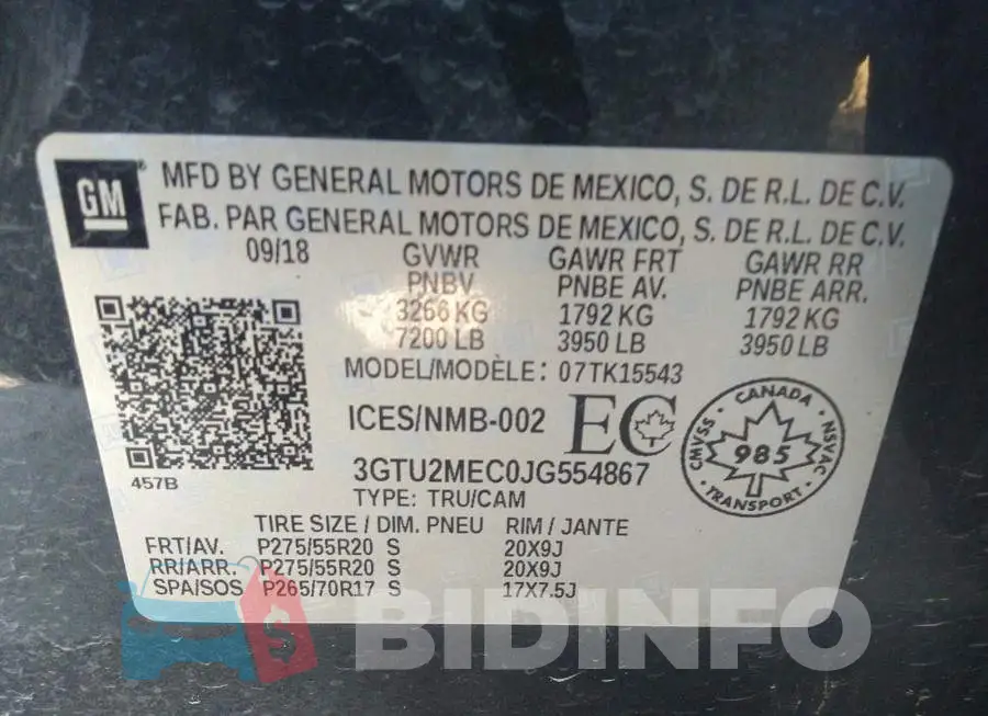 3GTU2MEC0JG554867 Photo# 9