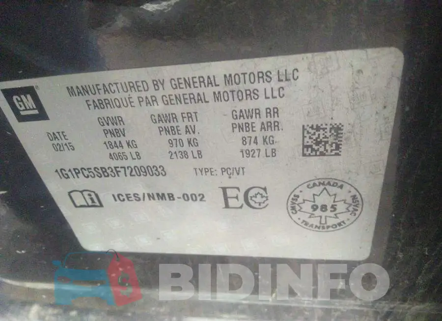 1G1PC5SB3F7209033 Photo# 9