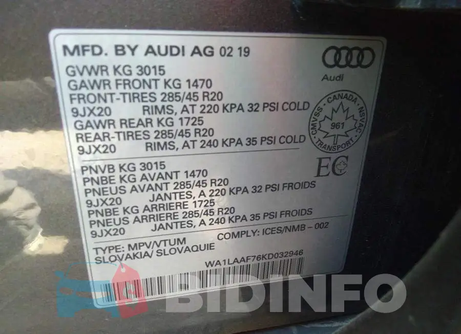 WA1LAAF76KD032946 Photo# 9