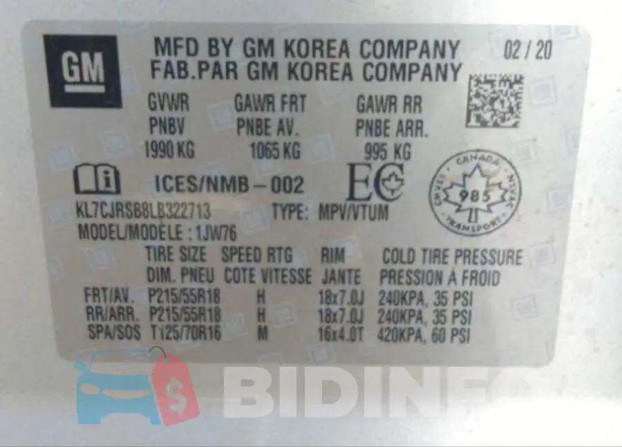 KL7CJRSB8LB322713 Photo# 10