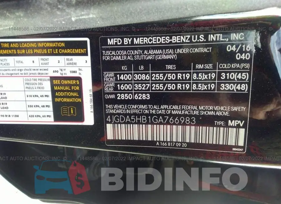 4JGDA5HB1GA766983 Photo# 9