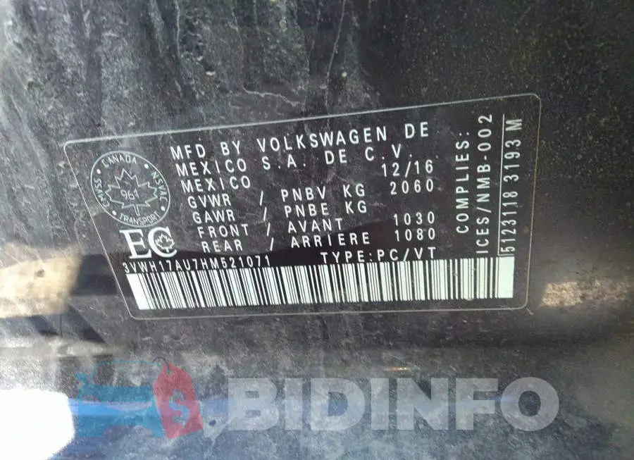 3VWH17AU7HM521071 Photo# 9