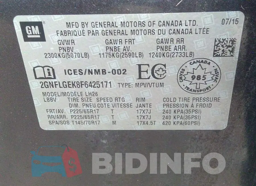 2GNFLGEK8F6425171 Photo# 9