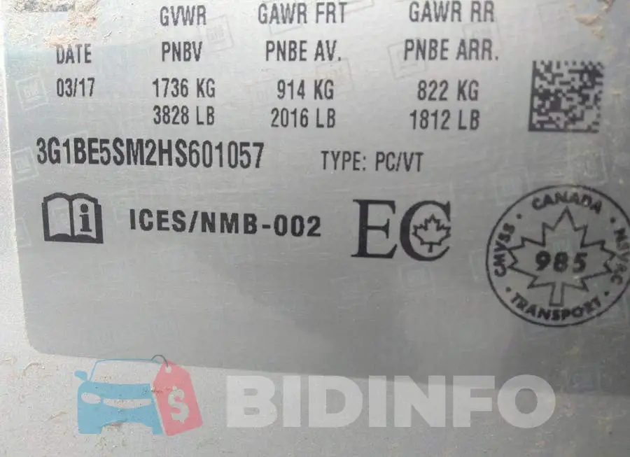 3G1BE5SM2HS601057 Photo# 9