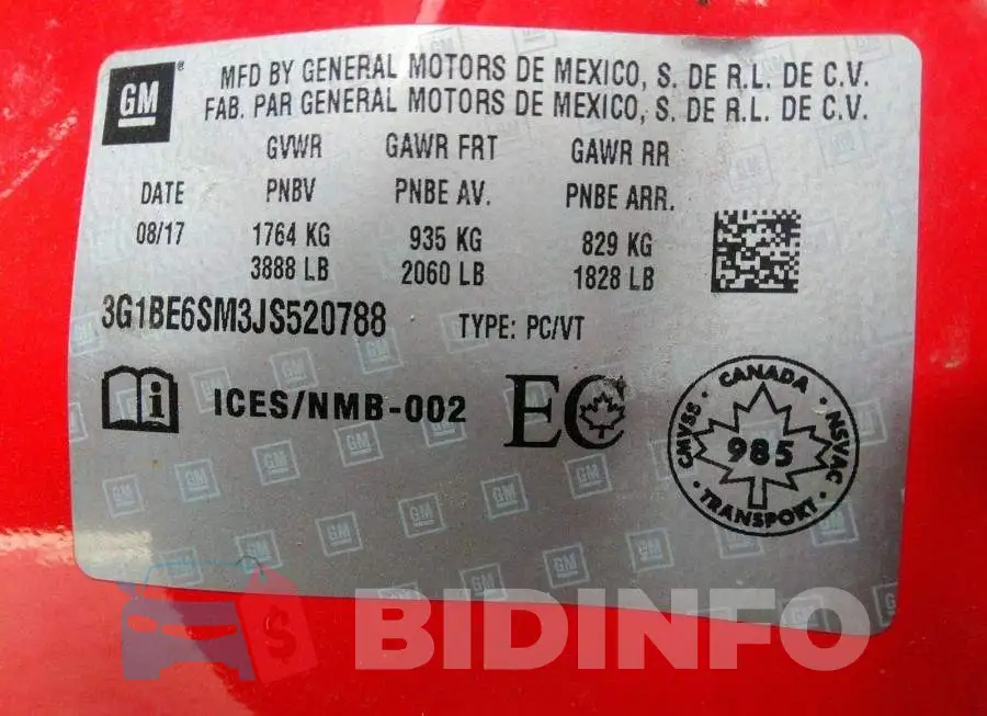 3G1BE6SM3JS520788 Photo# 9