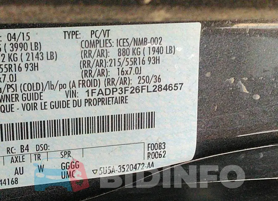 1FADP3F26FL284657 Photo# 9