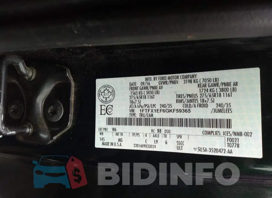 1FTFX1EF6GKF59365 Photo# 9
