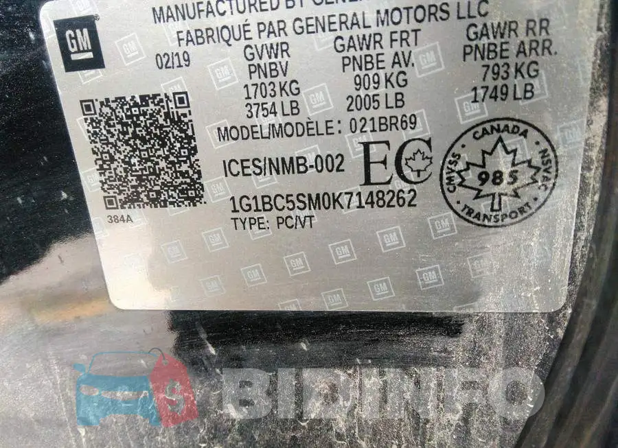 1G1BC5SM0K7148262 Photo# 9