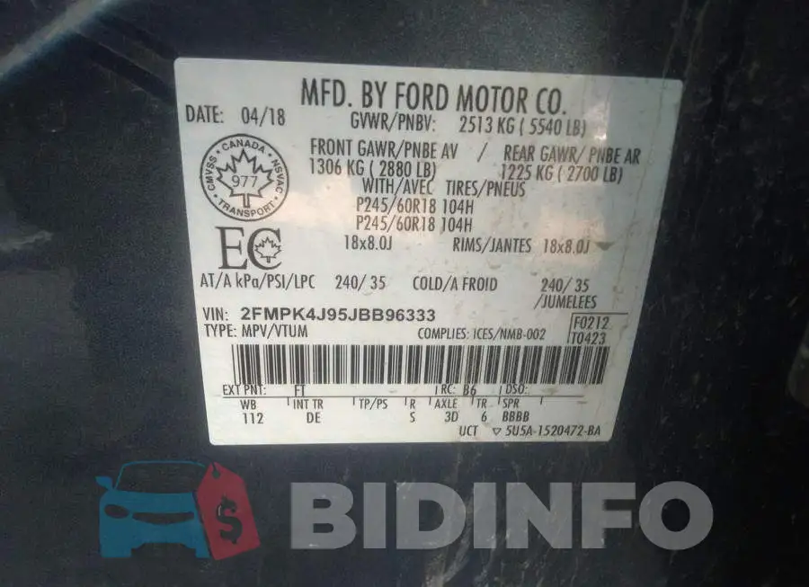 2FMPK4J95JBB96333 Photo# 9