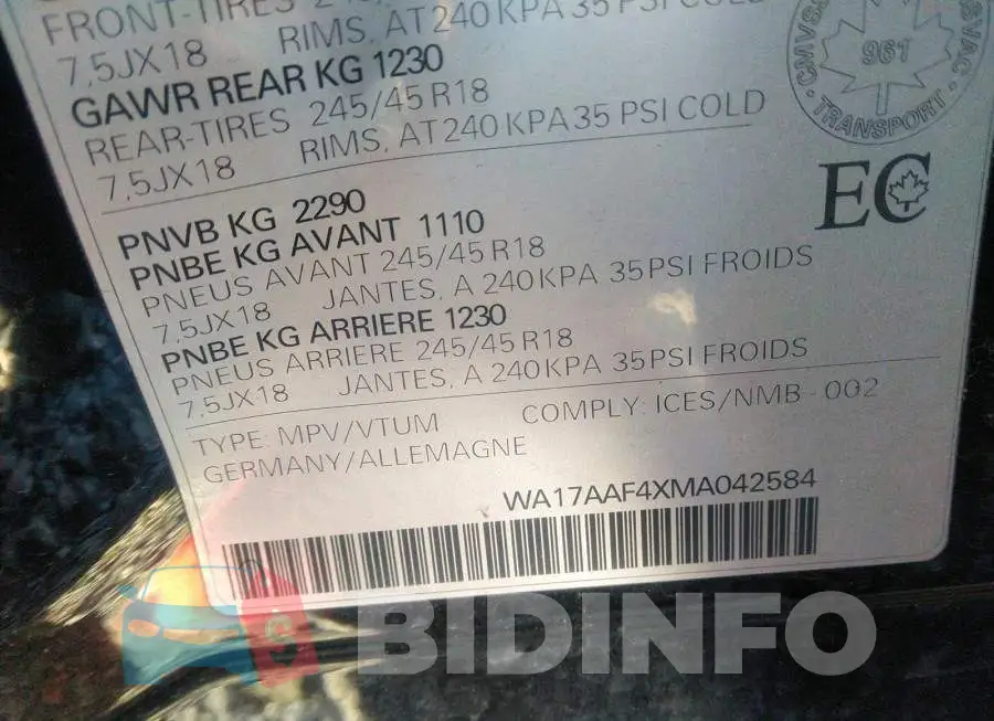 WA17AAF4XMA042584 Photo# 9