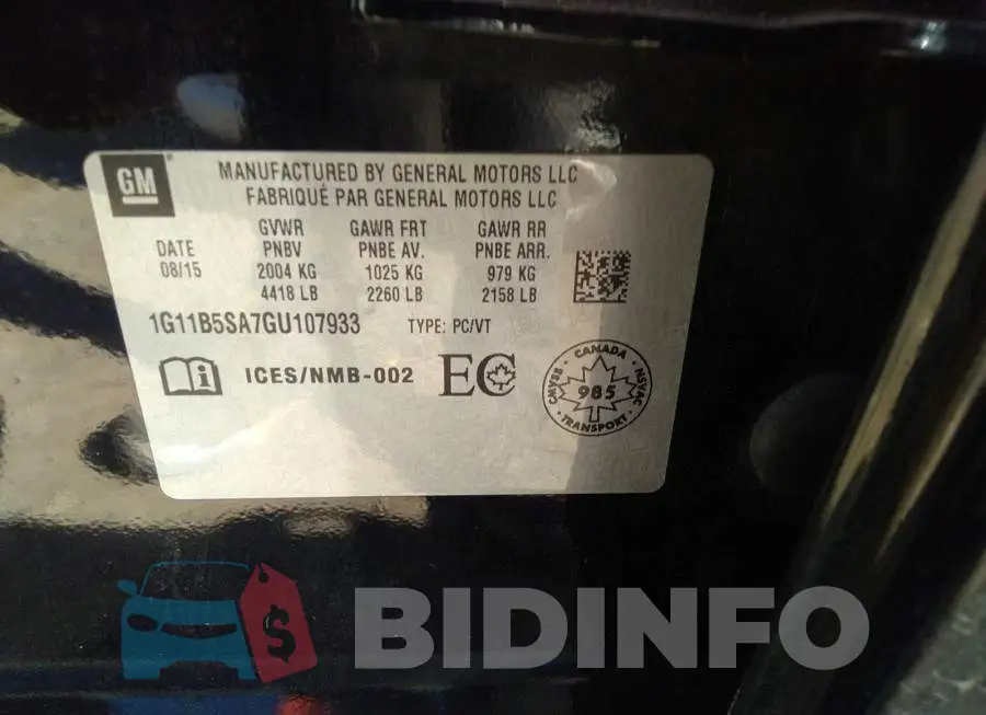 1G11B5SA7GU107933 Photo# 9