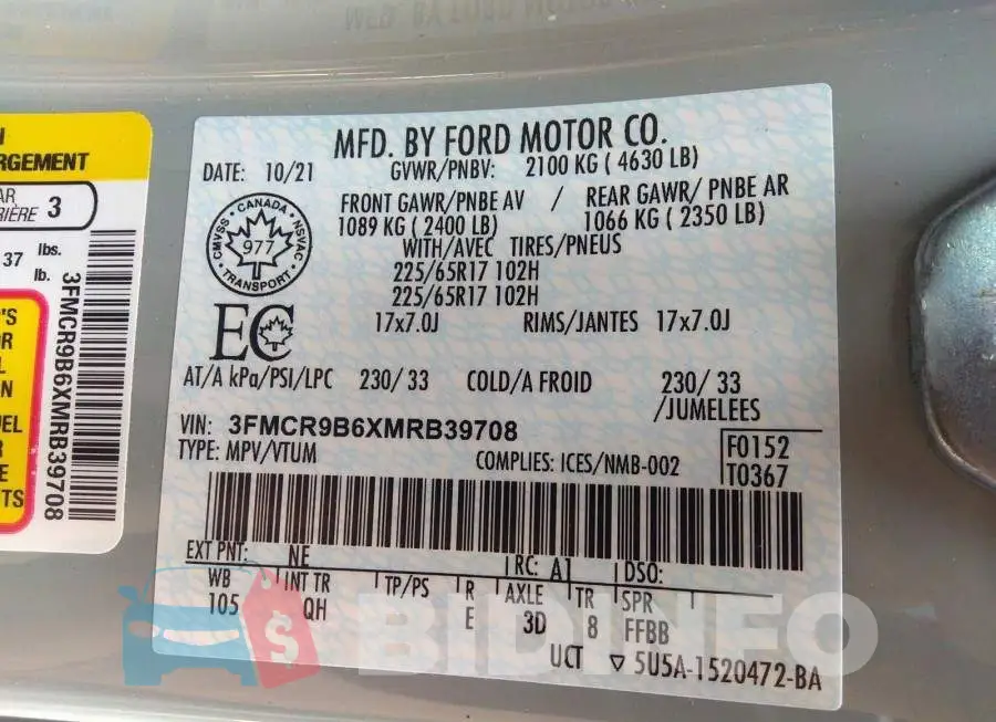 3FMCR9B6XMRB39708 Photo# 9