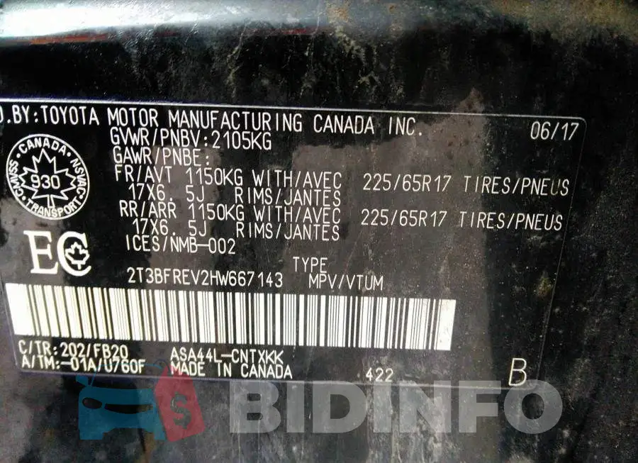 2T3BFREV2HW667143 Photo# 9