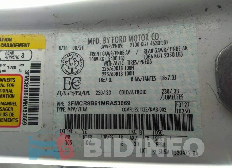 3FMCR9B61MRA53669 Photo# 9