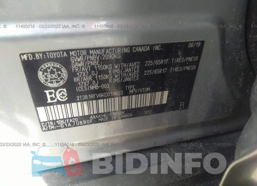 2T3B1RFV6KC019603 Photo# 9
