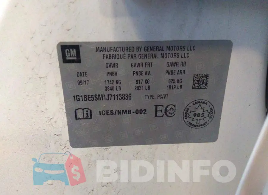 1G1BE5SM1J7113836 Photo# 9