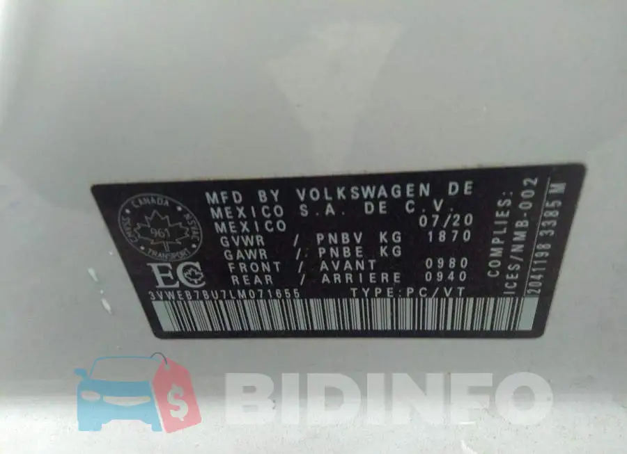 3VWEB7BU7LM071655 Photo# 9